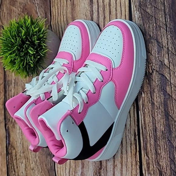 Berness Rylee Hot Pink High Top Sneakers - Picture 1 of 11